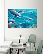 Obraz na stenu Plávajúce delfíny, dolphins